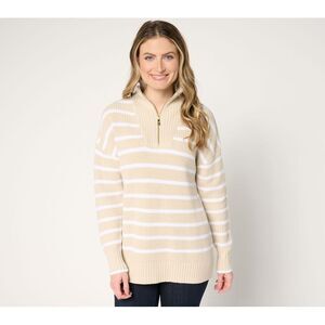 Splendid Women's Top Sweater Sz L On Deck Half Zip Shaker White A676937